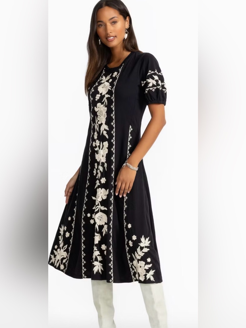Johnny Was Camille seamed Knit Dress in Black NWT